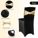 Frienda 12 Pieces Black Chair Cover Stretch Spandex Chair Slipcovers and Stretch Sash with Round Buckle for Graduation Prom Party Banquet Holidays Celebration (Black and Gold)
