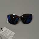 FEISEDY Cat Eye Sunglasses Polarized for Women Men，Rimless Mirrored Sunglasses, Oversized, Trendy Retro Sun Glasses B2796 Transparent Grey/Blue Mirror