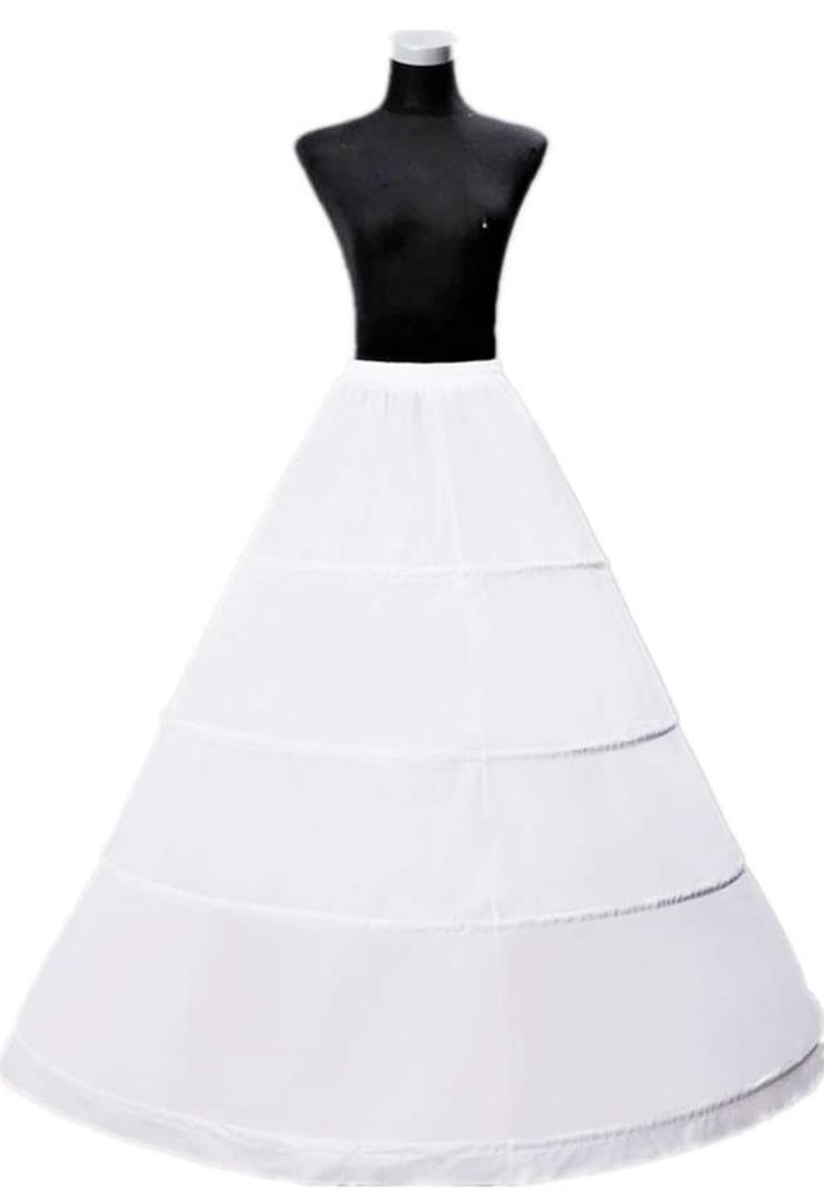 ZLQQ Women's 4-Hoop Petticoat Crinoline Underskirt for Wedding Ball Gown Tutu Tulle Slips Skirt M-L