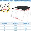 3 Bow Fade and Crack Resistant Bimini Top Replacement Cover，600D Marine Grade Polyester Waterproof Sun Shade Boat Canopy, Easy Install Zipper Sleeves Boat Awning, Black 6'L 79"-84" W