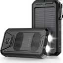 Power Bank,Solar Charger,36800mAh 5V3.1A QC 3.0 Dual 2 USB Port Built-in Powerful Flashlight IPX7(Black)