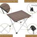 Grope Small Folding Camping Table with Aluminum Table Top, Beach Table for Sand with Carrying Bag,Prefect for Outdoor, Picnic, BBQ, Cooking, Festival (Coffee-L)