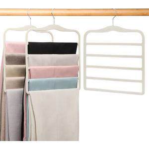 Pants Hangers Space Saving,Organization and Storage for Dorm Room Essentials for College Students Girls,Non-Slip Velvet Hangers,Multifunctional Pant Hanger Closet Organizer for Trousers Scarf-3 Pack