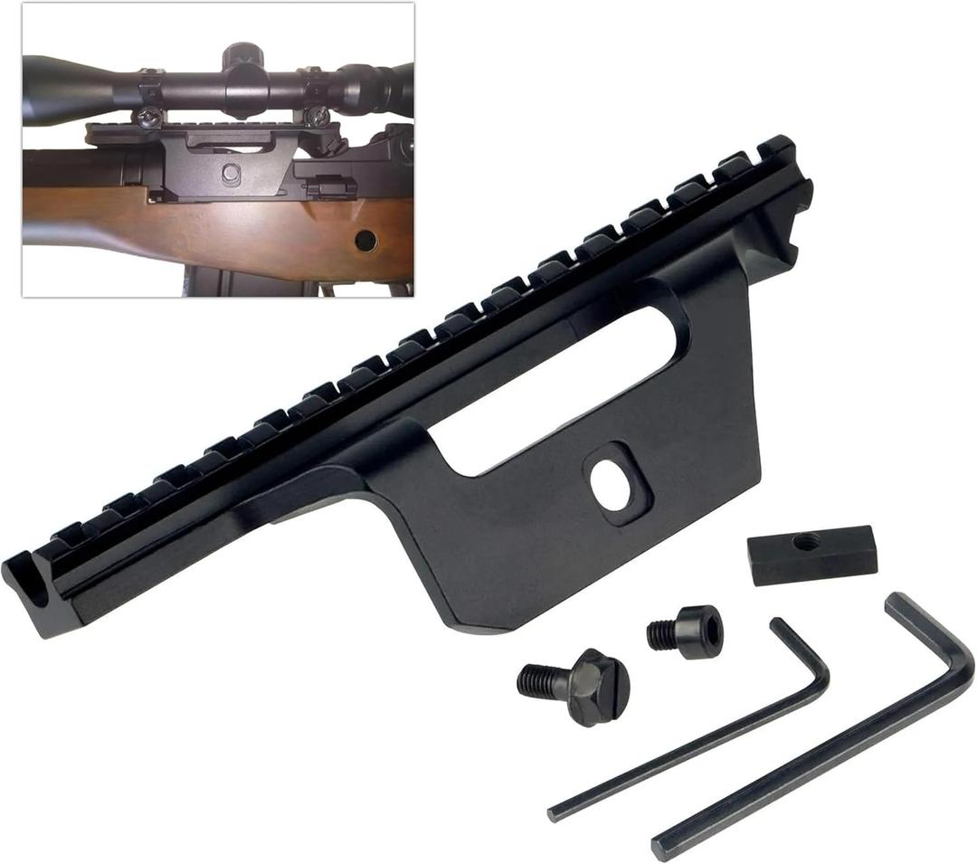 Gotical See-Thru Scope Mount for M1A/M14, 061 T6 Aluminum, Black Anodized, Steel Hardware Included, Iron Sights, Side Plate Features Locking Point