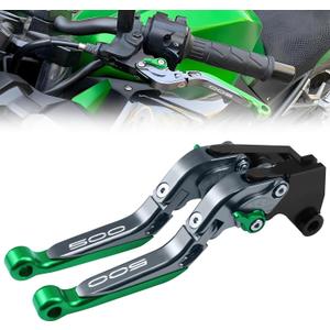for Kawasaki NINJA500 Ninja 500 Z500 Z 500 SE 2024 2025 Motorcycle Clutch Lever Adjustable Handlebars Brake and Clutch Levers Set(Green)