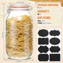 64oz Wide Mouth Mason Jars (3 Pack)  Reusable Airtight Glass Storage Jars with Hinged Lids, BPA-Free, Dishwasher Safe, Perfect for Canning, Pickling, Coffee & Fermenting