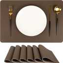 Dark Brown Superfine Leather Placemats Set of 6  Heat Resistant & Waterproof Dining Mats | Non-Slip, Durable, and Easy to Clean Table Mats for Home, Restaurants, Cafs & Offices