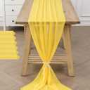 6Pack 9ft Chiffon Table Runner 14x108 Inch Sheer Romantic Table Runner for Wedding Birthday Party Bridal Shower Outdoor Decoration -Yellow