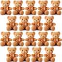 HyDren 18 Pcs Bear Stuffed Animals Bulk 12 Inch Soft Plush Bears Doll with Bows Small Stuffed Toy for Girl Boy Baby Shower Christmas Valentine Birthday Decor Gift Party Favors (Light Brown)
