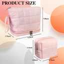 2 x Pink Puffy Puffer Makeup Bag for Purse Small Makeup Pouch Quilted Cosmetic Bag Cute Cotton Toiletry Pouch Bag for Women