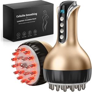 Lymphatic Drainage Massager & Anti-Cellulite Massage Tool, Body Sculpting Device for Legs, Arms & Stomach, Supports Smoother Skin, with Gentle Warming & Vibration (Gilded)