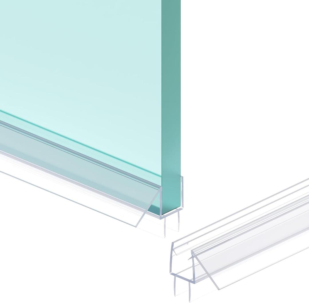 Shower Door Bottom Seal Strip, 2PCS Seal Strip, Ultra Clear PVC, 36" Length, Fits 10mm Thick Glass, Prevents Leaks, Easy Installation, No Adhesive Required (Ultra Clear, 36in for 3/8"(10mm) Door)