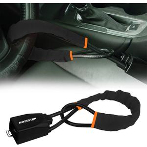 KAYCENTOP Car Steering Wheel Lock, Seat Belt Lock, Anti-Theft Device, Max 17 Inch Length, Small and Light-Weight, Multi-Functional, Fit Most Vehicle, SUV, Golf Cart Security (Black)