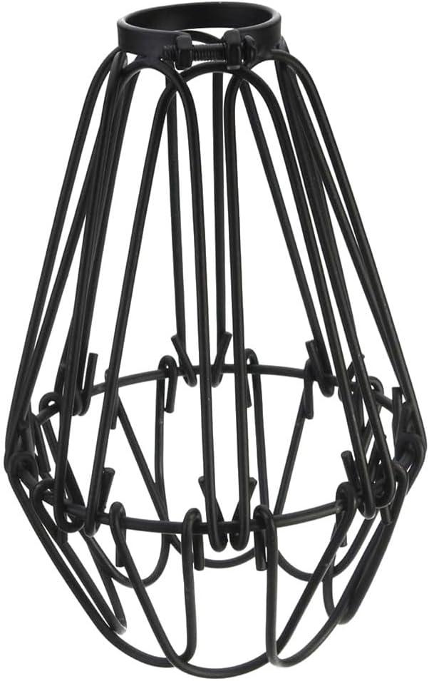 Uonlytech Vintage Black Metal Cage Lampshade 6.29X3.93X3.93 Inch Wire Pendant Light Shade Replacement for Bare Bulb Chandeliers Wall Sconces Easy Slot Assembly