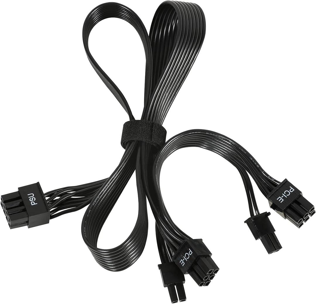 PCIE Cable for Corsair, 65CM 8 Pin to Dual 6+2 Pin PCIE Power Cable for Thermaltake, Male to Male GPU Cable for ARESGAME Modular Power Supply (65cm+15cm)
