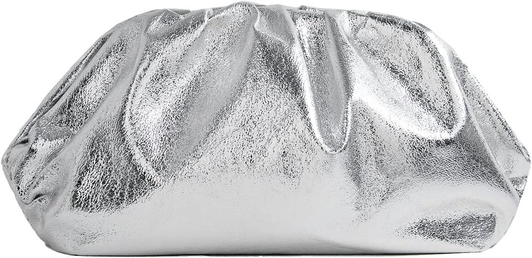 PHILOMENA Dressy Vegan Leather Clutch Purse for Women, Soft Pleated PU Evening Purse for Weddings, Proms