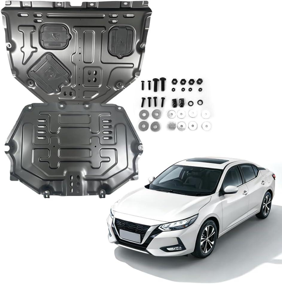 Alloy Steel Engine Splash Shield Fit for Nissan Sentra 2020 2021 2022 2023 2024 Heavy Duty Front Skid Plate for Radiator, Engine & Transmission w/Screw Hardware,Service Holes & Vent Design