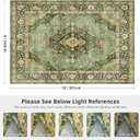 Deerly Green Rug 8x10 Area Rug for Living Room Bedroom Washable Rugs Large Boho 8x10 Rug for Dining Room Carpet Non-Slip Distressed Carpet Rugs Print Floor(Border Green)