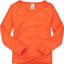 CuteOn Kids Toddler Boys T Shirts Long Sleeve Cotton 3-12Years (Orange)