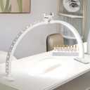 FAHKNS 29IN Half Moon Light for Nail Desk, Desk-top Nail Lamp with Sparkling Rhinestones, Folfing Lamp with Phone Holder, Manicure, Diamond Painting, Sewing, 10 Brightness Levels (White)