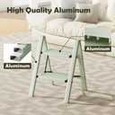 Taranta 2 Step Ladder,Aluminum Lightweight Folding 2 Step Stool with Anti-Slip Wide Pedal,330lbs Capacity Step Ladder for Household,Kitchen,Office - Fairyland Green