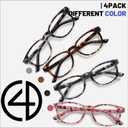 Przene Reading Glasses for Men Women Blue Light Blocking Readers Spring Hinges Lightweight Style Pack (Demi Grey/Brown/Blue/Red)