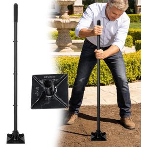 Tamper Tool, 59 Inch Heavy Duty Metal Garden Tool for Leveling Soil, Gravel,Driveway, Garden, Yard,Long Handle Tamper Tool with Comfortable Grip,