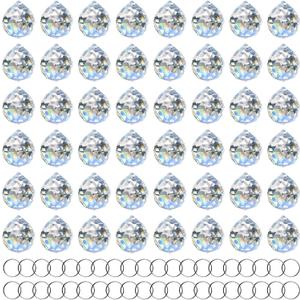 MerryNine 48 Pcs 30mm Clear Crystal Ball Prism Sun Shine Catcher Rainbow Pendants Maker, Hanging Crystals Prisms for Windows, for Feng Shui, for Gift (30mm/1.18" 48pack, 48)