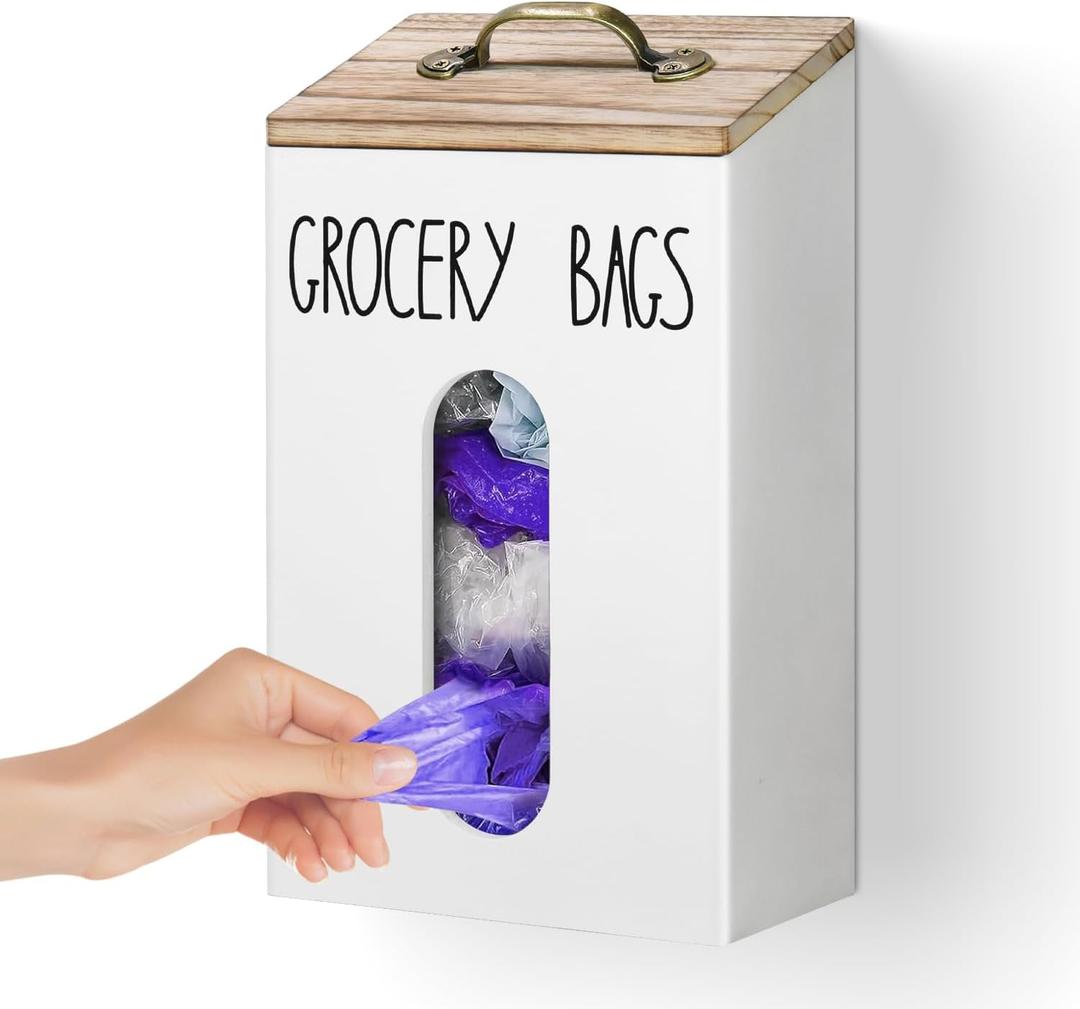 Farmhouse Grocery Bag Holder for Plastic Bags,Plastic Bag Holders for Grocery Bags,Bag Holder for Plastic Bags Groceries Store with Lid,Plastic Bag Holder Under Sink for Kitchen Storage Organization
