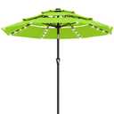 AreShark 9ft 3 Tiers Patio Umbrella with Solar Lights, Outdoor Umbrella w/ 32 LED Lights&8 Sturdy Ribs, Table Umbrella for Deck, Backyard, Pool (Apple Green)