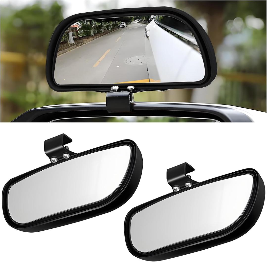 Wuyaoyao 2PCS Car Blind Spot Mirror, Rectangular HD Glass Blind Spot Mirrors for Cars, 360 Adjustable Wide Angle Auto Blindspot Side Rear View Mirror, Car Accessories for SUV Truck (Screw-on, Black)