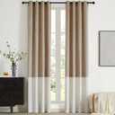 BULBUL Champagne Cream Ivory Color Block Window Curtains Panels 102 inches Long Velvet Farmhouse Drapes for Bedroom Living Room Darkening Treatment with Grommet Set of 2