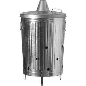 Gardenised 20-Gallon Galvanized Steel Incinerator Can with Lid & Vent Holes, High-Heat Outdoor Burn Bin for Leaves, Paper, Yard Waste & Garden Debris, Silver