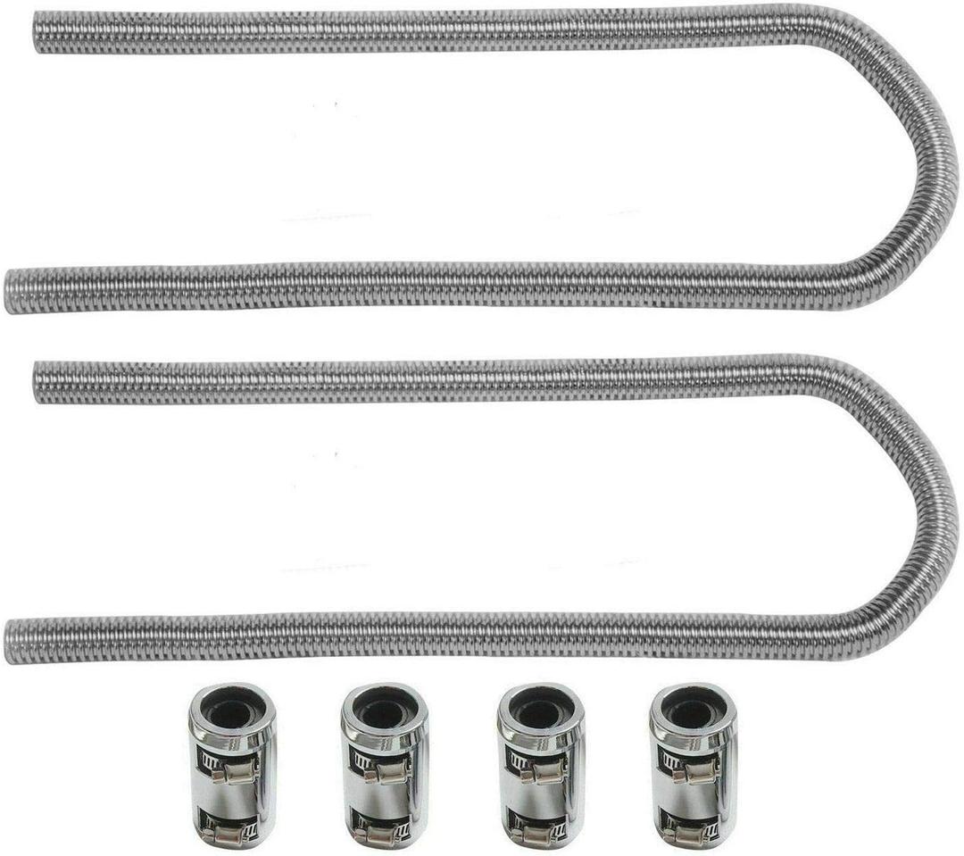 SUPERFASTRACING 44" Chrome Stainless Steel Flexible Universal Heater Hose Kit w/Polished Cap