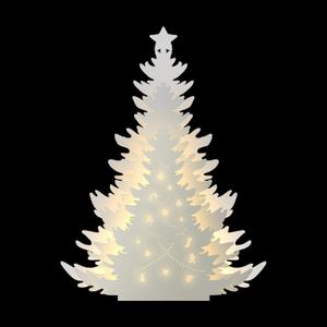 LED Wooden Christmas Tree Table Decor, 2-in-1 Wood Tabletop & Hanging Sign Decor, Light 2AAA Battery Powered 10 inch for Xmas Indoor Home Party Fireplace Mantle Centerpiece Decorations (White)