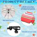 Buryeah 2 Pcs Automatic Chair Umbrella with Universal Clamp 44" UPF 50+ Portable Clamp on Beach Chair Adjustable Wheelchair Umbrella for Outdoor Patio Parasol