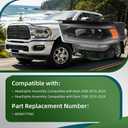 Headlight Assembly Compatible with Ram 2500 3500 2019-2024 | Headlamp with DRL Driver Left Side 68360179AD Direct Replacement Plug & Play Installation