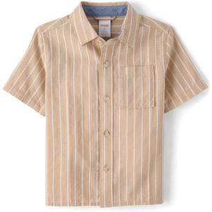 Gymboree Boys' and Toddler Short Sleeve Linen Button Up Shirt (3T, Java Hill)