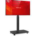 Rolling TV Stand for 43 50 55 60 65 70 75 Inch TVs, Portable Mobile TV Stand on Wheels, 10-Level Height Adjustable TV Cart with Swivel & Tilt Mount for Bedroom/Living Room/Office/Corner