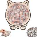 135 Piece Cat Shaped Wooden Jigsaw Puzzle,Morandi Colored Cat Shaped Wooden Jigsaw Puzzle, Cute Animal Cats Wood Puzzles, Gift for Cats Lovers Home & Relaxation
