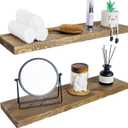 BGMG 30 inch Distressed Walnut Floating Shelves for Wall,High End Solid Real Wood 30 in Floating Shelf,Rustic Wooden Wall Mount Shelves Set of 2,Heavy Duty Bracket,30x6.7x1.25 inch
