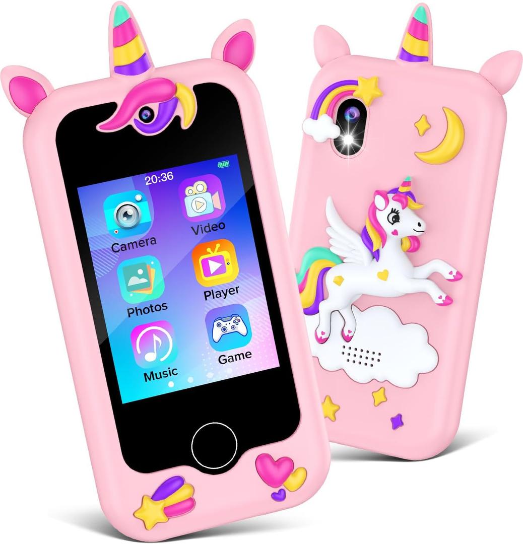 Kids Smart Phone Toys for Girls, 2.8" Touchscreen HD Dual Camera Toddler Phone for Kids, Learning Education Christmas Birthday Gifts for 3-10 Years Old Girls Boys Fake Play Cell Phone with 32G Card