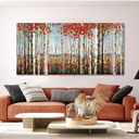 Canvas Wall Art for Living Room Bedroom Modern Wall Decor of Red Leaves White Birch Tree Forest Giclee Print Painting Artwork Wall Decoration 24x48 Large Size with Wood Framed Easy to Hang for Home