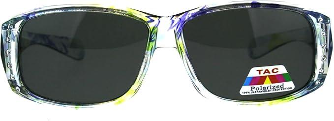 Pastle Polarized Womens Floral Print Fit Over Rectangular  Sunglasses