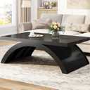 HSH 47" Modern Rectangle Wood Coffee Table for Living Room, Black Oak