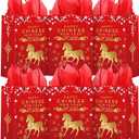 Kolldenn 20 Pcs Chinese New Year Gift Bags of the 2026 Horse Gift Bags with Handle and Tissue Paper Lunar New Year Paper Goodie Treat Bag for Family Neighbor Friend Spring Festival Party