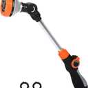 Watering Wand for Garden Hose, 17.5 Inch, 8 Spray Patterns, Garden Hose Nozzle with Thumb Flow Control, Adjustable Water Sprayer with Pivoting Head, Ideal for Hanging Baskets and Shrubs (Orange)