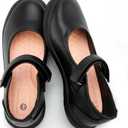 Tobfis Girl's Mary Jane Flats Lightweight School Uniform Shoes Black Dress Shoes (10)