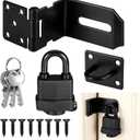 90 Degree Door Lock Latch, 4 Inch Stainless Steel Hasp Latch with Padlock Keys Screws, Heavy Duty Hasp Lock, Waterproof Pad Lock Latches for Mailbox, Wooden Gate Shed, Cabinet