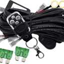 LED Lights Bar Remote Control Wiring Harness Kit 4 Leads DC12V On-Off Switch Power Relay Blade Fuse 14AWG Core Cable Wiring Harness Kit fit for LED Driving Lights Bar Work Auxiliary Lights